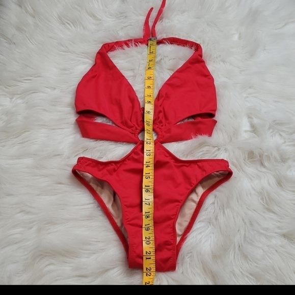 Booty by Brabants Brazilian Red cutouts one piece cheeky high-waist swim wear Lg - Picture 3 of 16